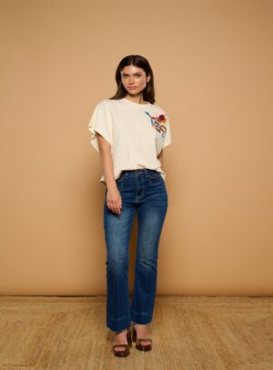 Minueto t-shirt εκρού με embroidery details