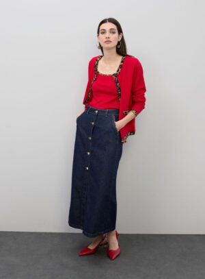 Denim Midi Φούστα Lola Casademunt με Κουμπιά