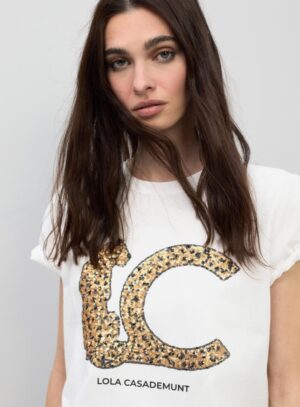 T-shirt με strass logo Lola Casademunt