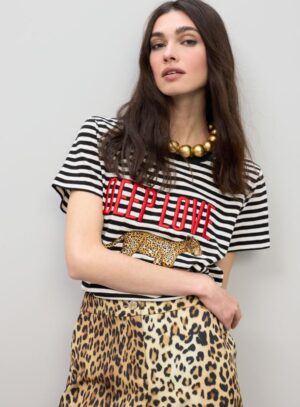 Ριγέ t-shirt με leopard print Lola Casademunt