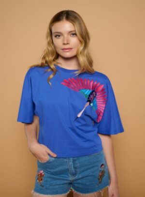 Mπλε t-shirt Minueto με κέντημα