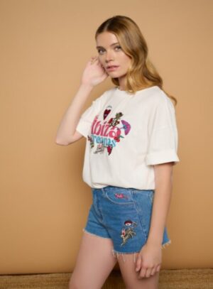 T-shirt Minueto λευκό με print Ibiza Dream