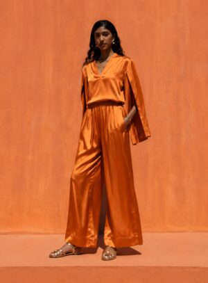 Nema Orange Σατινέ Co-Ord Set