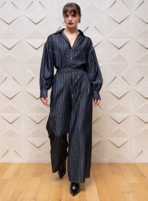 NEMA Pinstripe Σετ με Πουκάμισο & Wide Leg Παντελόνι